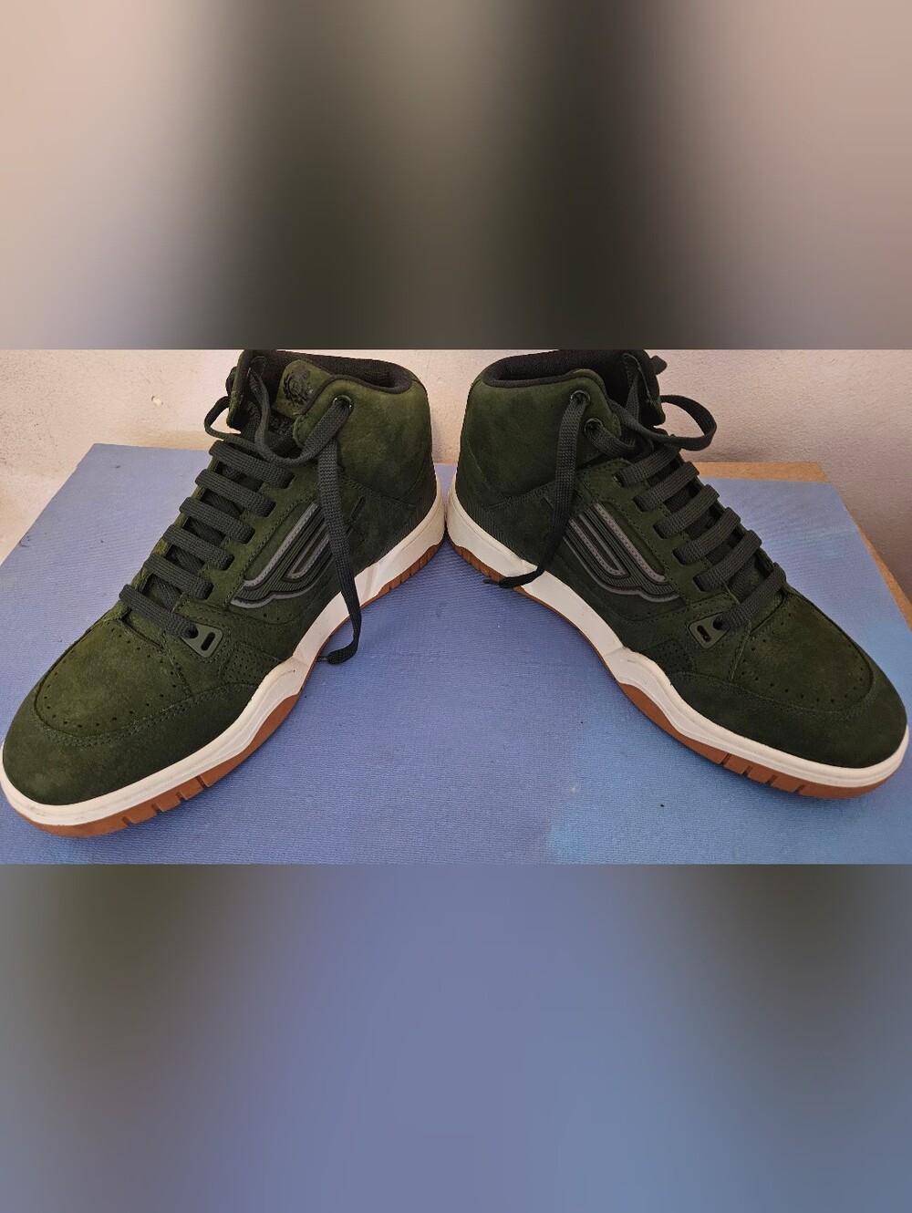 Bally King High Top Tamarak Green Sneakers US Size 9 Brand 8 Leather Nabuk Grain